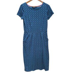 Boden Dress Blue‎ Geometric Print Short Sleeve Casual Style US 6